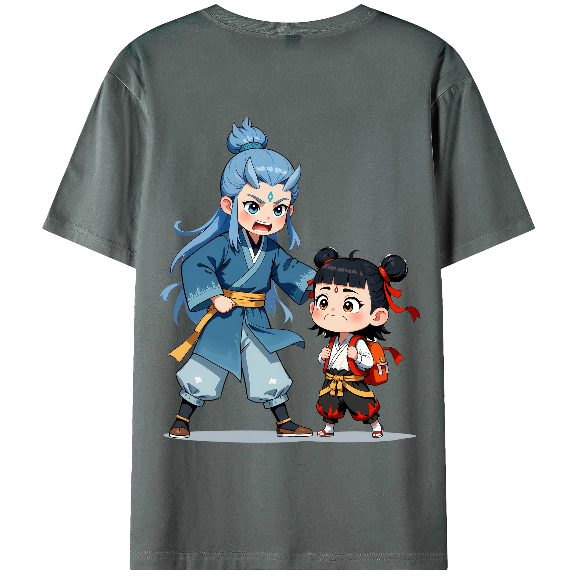 （画像用） Ne Zha 2 ナタ 魔童の大暴れ 綿100％ メンズ半袖Tシャツ（バックプリント） 通気性